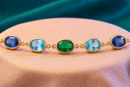 Macro view of deep blue aqua green aqua deep blue faceted-looking oval accents