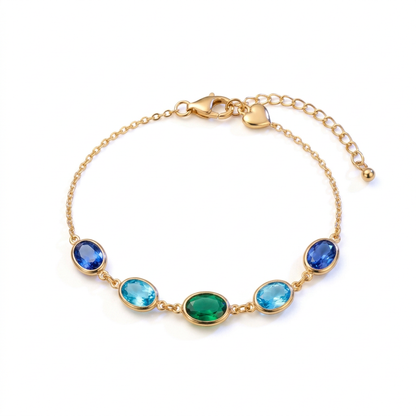 Complete Ocean Muse five-oval bracelet with heart detail on white background